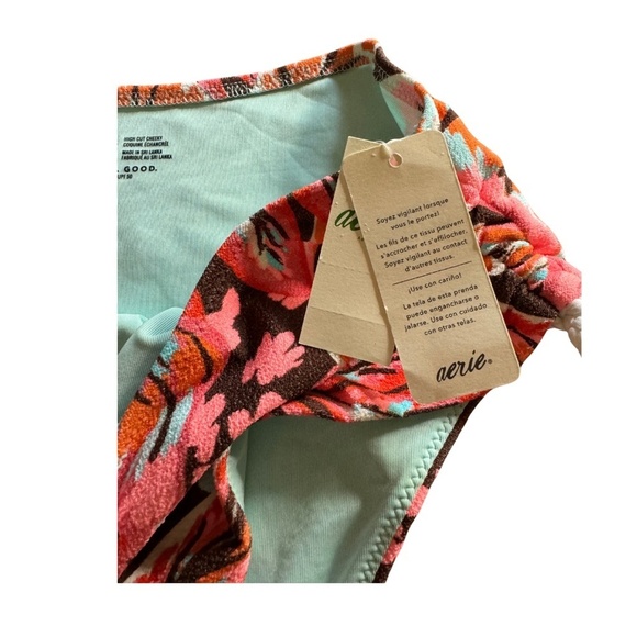 Aerie Buzzed Terry Ruched High Cut Cheeky Bikini Bottom size SMALL NWT - Picture 4 of 8